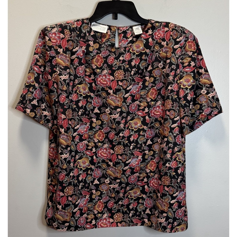 Christie & Jill Women's Blouse Size Large Floral Shoulder Pads